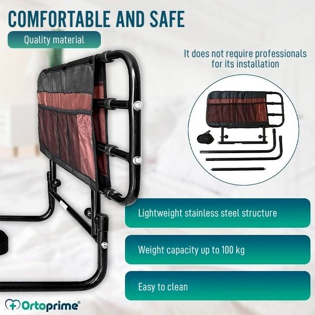 bed-rail-with-storage-pockets-adult-safety-guard-ortoprime-uk