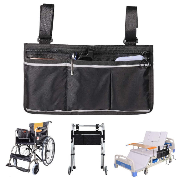 black-side-bag-with-multiple-compartments-for-wheelchair-ortoprime-uk