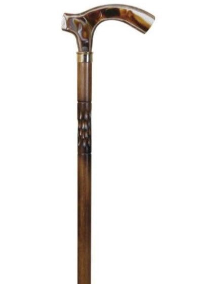 carved-beech-wood-walking-stick-brown-finish-ortoprime-uk