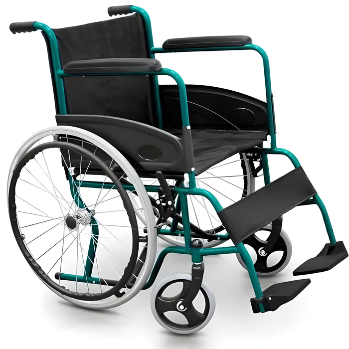 folding-basic-wheelchair-green-colour-ortoprime-uk