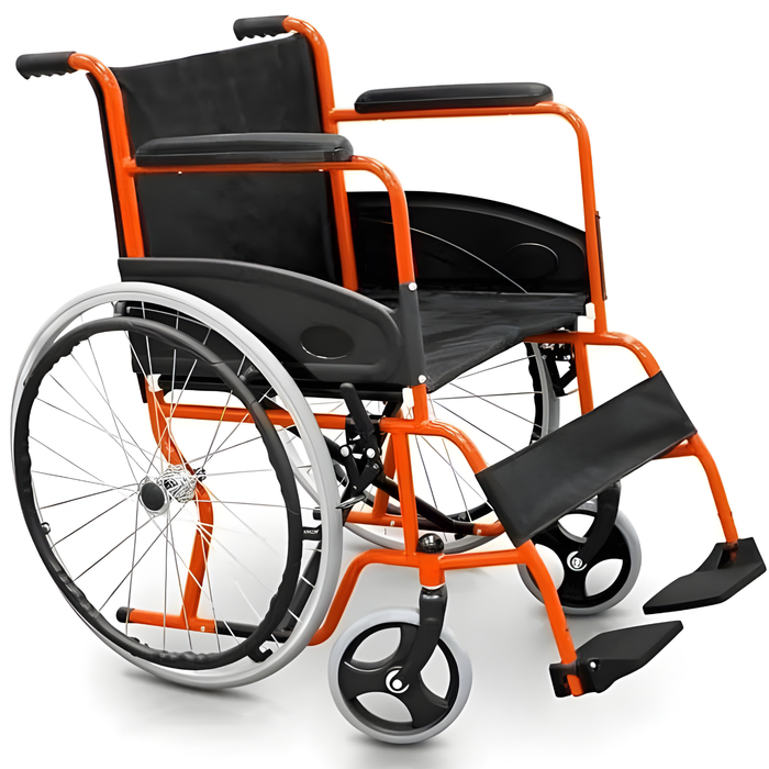 folding-basic-wheelchair-orange-colour-ortoprime-uk