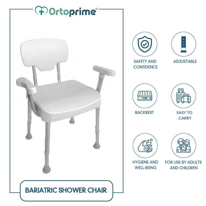 XL Height Adjustable Shower Chair with Armrests