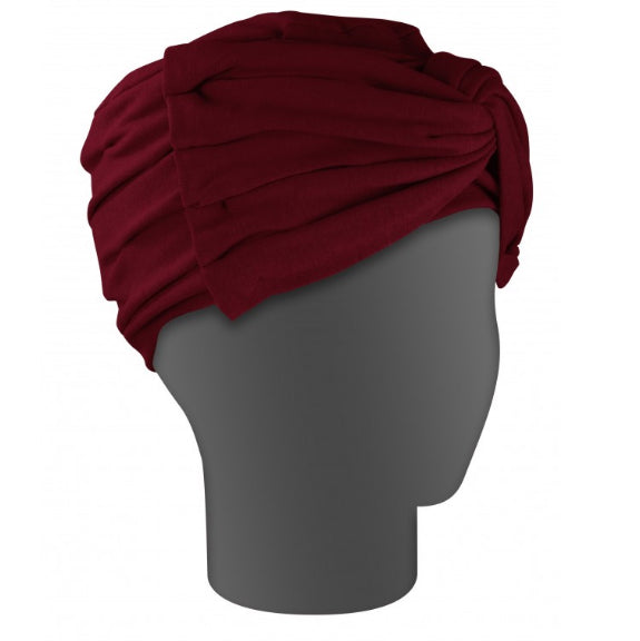 oncology-turban-burgundy-chemo-cap-lirio-women-soft-pleats-ortoprime-uk