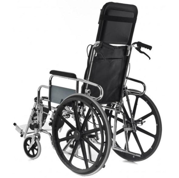 Chrome-Plated Steel Folding Wheelchair with Headrest | ConfortZone