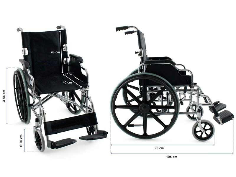 transport-wheelchair-fold‑and‑go-chrome-steel-ortoprime-uk