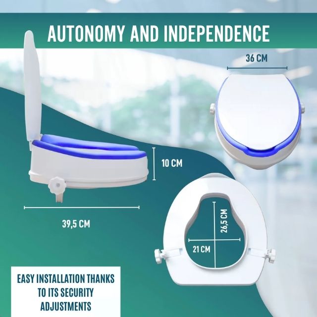 Padded 10cm Adult Raised Toilet Seat | Universal Toilet Riser